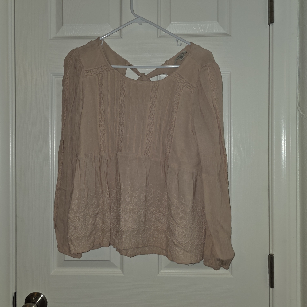 American Eagle Women's Beige Lace Blouse